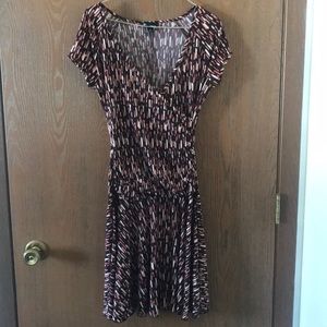 Brown and coral/cream stripped dress